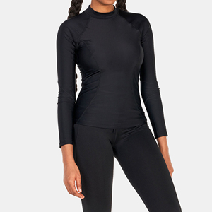 Custom Design High Quality Breathable Quick Dry Women's Rash Guard with Custom Logo Full Sleeve Black Color for Sport Wears - Product Image 1
