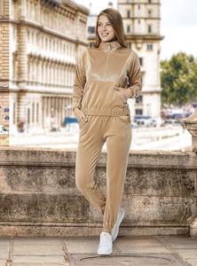 Conjunto Deportivo de 2 Piezas para Mujer, Sudadera con Capucha y Pantalones Jogger Ajustados de Terciopelo 100% Algodón, Personalizado, para Invierno - Product Image 3