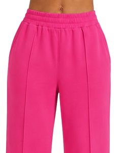 Manufacturer Customized Women Hot Pink Wide Leg Sweatpants High Waist Loose Fit Lounge Jogger Pants Casual Streetwear Daily Wear - Product Image 5
