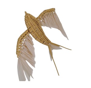 Sculpture murale artisanale en rotin pour chambre d'enfant, motif oiseau en vol, décoration en fibre de osier, art décoratif pour volière. - Product Image 3