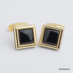 Gemstone de Meteorito Negro Fengshui, Mancuernillas de Lujo Chapadas en Oro de 18K para Hombre MSDADE004 |   Colección Tinh Vu |   Hecho en Vietnam - Product Image 5