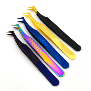 Pince à épiler professionnelle en acier inoxydable pour extensions de cils, à 45/75/90 degrés, en forme de L, avec pointe incurvée en éventail, Pakistan - Product Image 5