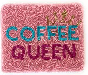 Pink Coffee Quean beaded coin pouch Handcrafted Evening Bag Gift <b>Purse</b> Fashion Classic Soft - Product Image 1