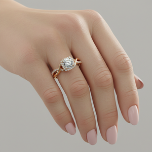 Anillo de Compromiso con Diamante Cultivado en Laboratorio, Oro Rosa de 14K, Corte Halo Infinito, para Fabricante de Joyería Personalizada Certificada, OEM ODM - Product Image 5