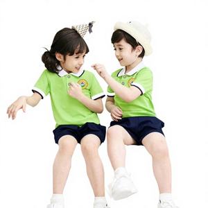 Conjunto de Uniforme Escolar de Algodón para Niños de Primaria, Unisex, Falda de Manga Corta, Estilo Coreano - Product Image 1