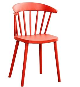 Chaise de café moderne en plastique rouge, écologique et durable, avec dossier incurvé et pieds inclinés, pour salle à manger, salon, restaurant, séjour - Product Image 1
