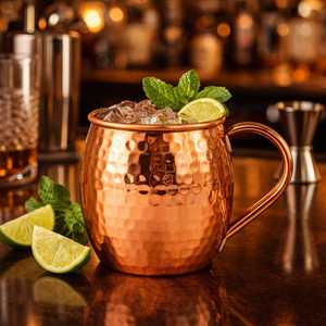 Taza de Cobre Martillada a Mano con Asa de Diseño Único, Taza Moscow Mule, Compra al por Mayor para Suministro a Restaurantes y Hoteles - Product Image 1