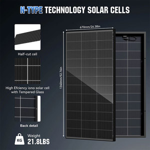 Hiệu quả cao tất cả các tấm pin mặt trời màu đen hai mặt mono panel năng lượng mặt trời 100W 200W bifacial <span class=keywords><strong>PV</strong></span> panel năng lượng mặt trời cho lai hệ thống năng lượng mặt trời - Product Image 2