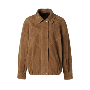 Blouson en cuir de moto pour femme, col montant, 100 % coton, en peau de mouton véritable, coupe ample, personnalisable, collection hiver, vente chaude - Product Image 4
