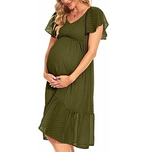 Vestido de Fiesta de Talla Grande de Alta Calidad, Vestido Largo de Maternidad para Enfermeras con Estampado Floral y Serigrafía para Mujeres Embarazadas - Product Image 3