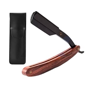 Professional Men's Grooming Straight Shaving Razors with Red Wooden Handle Best Shaving Replaceable Blade for Barbers - Product Image 1