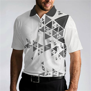 Polo à manches courtes pour homme, motif Argyle, coupe classique, décontracté, tricoté, respirant, polyester, imprimé numérique - Product Image 2