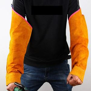 Mangas de Soldadura de Cuero de Vaca Amarillo de Primera Calidad, Mangas Protectoras de Seguridad Resistentes al Calor con Puños Ajustables - Product Image 4