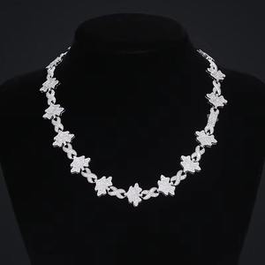 Collar de cadena con flor de moissanita y diamantes, chapado en rodio sobre plata de ley, color oro amarillo, para hombre y mujer, joyería fina unisex de moda. - Product Image 2