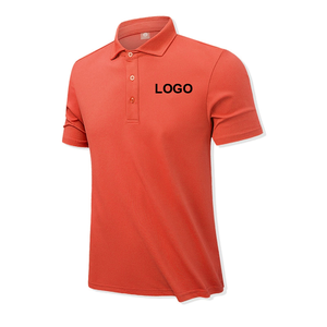 Chemise pour homme en tricot jaune, spandex/polyester, manches courtes, couleur unie, respirante, coupe décontractée, logo brodé sur le devant - Product Image 6
