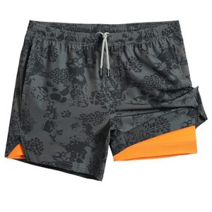 Pantalones cortos deportivos 2 en 1 para hombre, ligeros, para entrenamiento, gimnasio, correr, con bolsillo trasero con cremallera. - Product Image 1