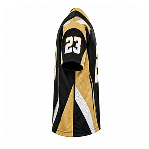 Camiseta de Fútbol Americano Sublimada Unisex, Negra y Dorada, Número 23, Cuello en V, Malla Transpirable, Tela de Poliéster Antibacteriana, para Adultos - Product Image 3
