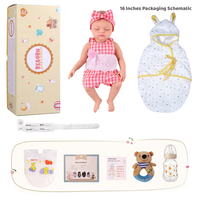 Poupée Reborn Bébé Fille Endormie Babeside 16 Pouces en Silicone Platine Corps Entier, Combinaison Rose à Carreaux Gingham et Dentelle, Mini Jouet Doux
