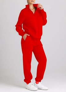 Conjunto de Sudadera con Capucha y Pantalones de Chándal de Invierno de 2 Piezas para Mujer, con Bordado, Lavado, Estilo Deportivo Urbano, Logotipo Personalizado, Cremallera, 100% Algodón - Product Image 4