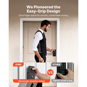 Serratura Biometrica Innovativa con Design Ergonomico, Blocco Automatico, Codice Monouso, Anti-Spionaggio, per Porte in Legno - Product Image 4