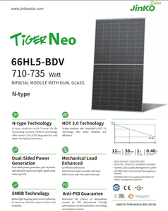 Panneaux solaires JinKO : Prix du module PV bifacial de type N JKM710-735N-66HL5-BDV 710W 715W 720W 725W 730W 735W pour base en zone de marais <span class=keywords><strong>c</strong></span>ôtée. - Product Image 2