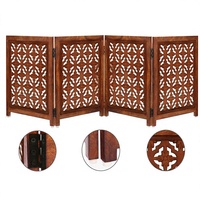 Barrière pour chien en bois décorative, autoportante, pliable, barrière de sécurité pour animaux de compagnie, clôture intérieure pour chiot avec design sculpté
