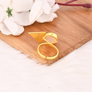 Natural <b>Crystal</b> and Mother of Pearl Tablet Stylish <b>Ring</b> Handmade Gemstone Jewelry for Women - Product Image 4
