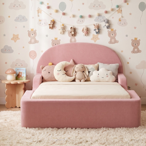Lit de sol en mousse rose moderne, confortable et écologique pour tout-petits, rembourré en velours, compressé sous vide pour chambre à coucher - Product Image 2