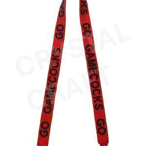 Correa de Tela con Cuentas Rojas CRYSTAL CRAFT con Texto GO COCKS Negro y Diseño de Hebilla Vintage para Bolso - Product Image 3