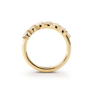 Anillo de Oro Amarillo Sólido de 14K con 7 Piedras de Diamante Cultivado en Laboratorio, Corte Baguette de 3x1.5mm, Certificado IGI, Estilo Lujoso de Media Eternidad - Product Image 2