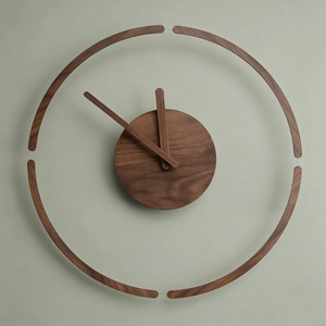 Horloge murale en bois minimaliste de haute qualité, ronde, analogique, à quartz, silencieuse, décoration de salon - Product Image 1