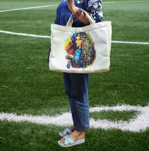 Sac fourre-tout en toile premium avec accent en cuir, logo personnalisé, fermeture magnétique, réutilisable en coton - Product Image 1