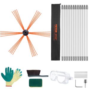 Kit de nettoyage de cheminée de 39 pieds avec 12 tiges flexibles en nylon renforcé, ergonomique, nettoyage à 360 degrés, accessoires pour cheminée - Product Image 1