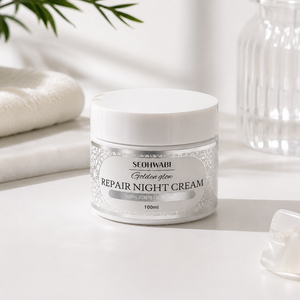 Crème de nuit réparatrice SEOHWABI, collagène coréen, beurre de karité, acide hyaluronique, crème hydratante profonde pour le visage, nourrissante toute la nuit, 100 ml - Product Image 5