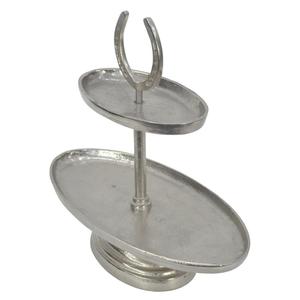 Support à gâteau décoratif ovale à 2 niveaux, style fer à cheval, portable, compatible lave-vaisselle, en métal, pour événements - Product Image 2