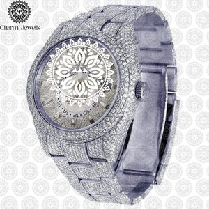 Montre pour homme Charm_Jewells en acier inoxydable, boîtier de 40 mm, mouvement mécanique analogique, accents de diamants, luxe et mode, étanche 10 bars - Product Image 1
