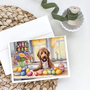 Lot de 8 cartes de vœux labradoodle de Pâques lunatiques A7 taille 5x7 cartes vierges avec enveloppes pour l'écriture de notes décoratives - Product Image 2