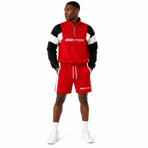 Custom Logo <b>Men</b>’s Color Block Half Zip Tracksuit <b>Set</b> with <b>Shorts</b> Premium Lightweight Sportswear for Training Gym <b>and</b> Teamwear - Product Image 3