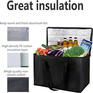 Sacs isothermes réutilisables en aluminium imperméable non tissé, personnalisables, pour la livraison de nourriture - Product Image 4