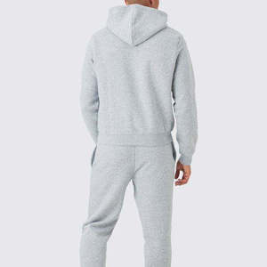 Ensemble de survêtement unisexe gris 2-en-1 avec sweat à capuche et pantalon de jogging, vêtements de sport décontractés, couleur unie, manches longues, en coton léger, automne, grande taille - Product Image 5