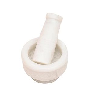 Handcrafted Marble Mortar And Pestle With Smooth Surface For Easy <b>Grinding</b> Of Garlic Herbs And Spices - Product Image 3