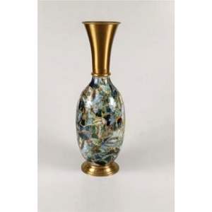 Jarrón de Metal de Latón Antiguo Hecho a Mano con Esmalte, Mosaico Floral de Lujo, Maceta Decorativa para Hogar, Hotel, Centro de Mesa para Bodas - Product Image 1