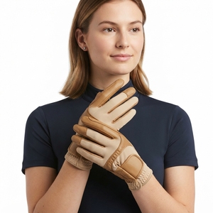 Guantes de Montar de Cuero Verde Oliva para Mujer, Dedos Completos, Antideslizantes, Cierre de Velcro, para Uso en Exteriores, Estilo Veraniego - Product Image 2