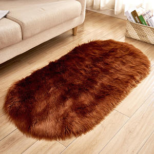 Tapis ovale moelleux en fausse fourrure de mouton à poils longs blancs pour salon, chambre d'adolescent, décoration de chambre de luxe, lavable - Product Image 2