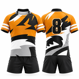 Customized Men Sublimation Rugby <b>Shirts</b> Shorts Set Custom Team Name Printed Quick Dry Breathable 100% Polyester Sportswear - Product Image 1