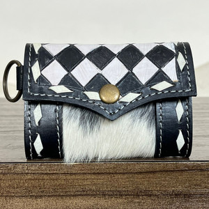 Nouveaux portefeuilles en cuir à carreaux usinés à la main de nouvelle mode Style de concepteur de luxe à la mode suspendus avec porte-clés Mini porte-monnaie de carte - Product Image 4