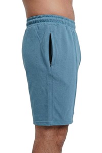 Men's <b>Slate</b> Blue Cotton Polyester Blend Shorts with Drawstring Waist Casual Breathable Bermuda Length Solid Color Knitted Fabric - Product Image 6