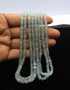 Perles Rondelles Lisses en Aigue-marine Naturelle AAA, Perles de Pierre Précieuse Aigue-marine, Perles Rondelles en Aigue-marine Naturelle de 16 Pouces, Perles de Pierre Précieuse en Vrac - Product Image 1