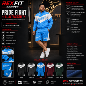 REXFIT SPORTS Ensemble de survêtement de sport en nylon premium pour homme, veste à fermeture éclair intégrale et short, vêtements de sport légers, survêtement décontracté pour l'entraînement - Product Image 1