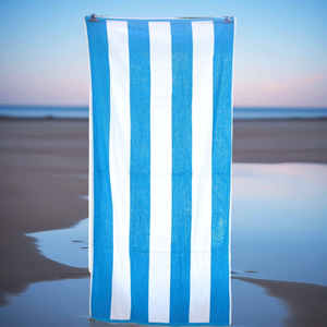Serviette de plage grande taille tendance à rayures cabana 100 % coton écologique résistante à l'eau et durable - Product Image 2